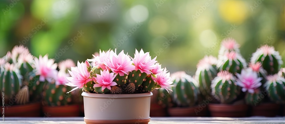 Close up picture of Gymnocalycium spegazzinii cactus on a table suitable for hobby and plant articles