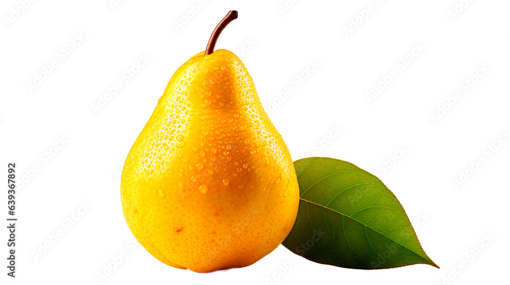 Juicy Fresh Yellow Pear on Transparent Background. Generative AI. Juicy Fresh Yellow Pear on Transparent Background. Generative AI.
