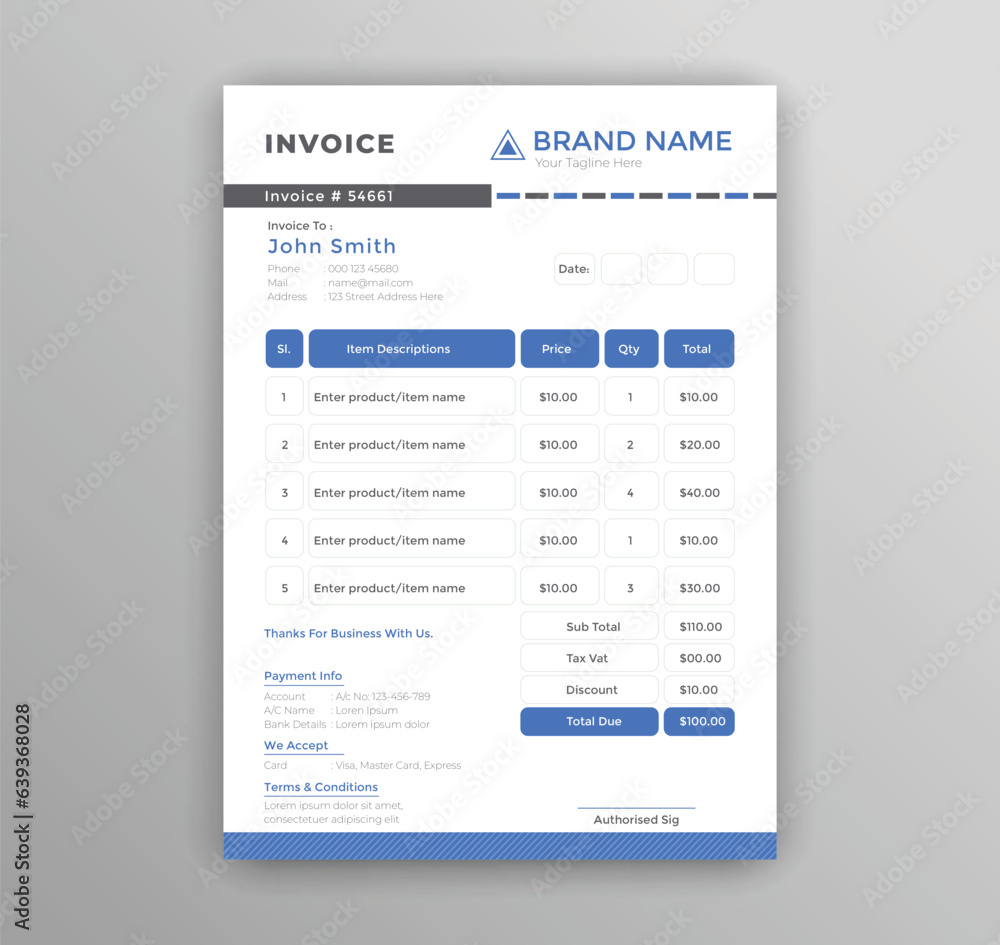 Corporate business invoice design, office invoicing template Corporate business invoice design, office invoicing template