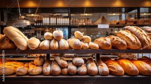 Delectable assortments of bread in a quaint bakery. An array of diverse bread loaves gracing the shelves.