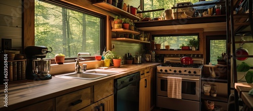Kitchen in a small truck home © HN Works