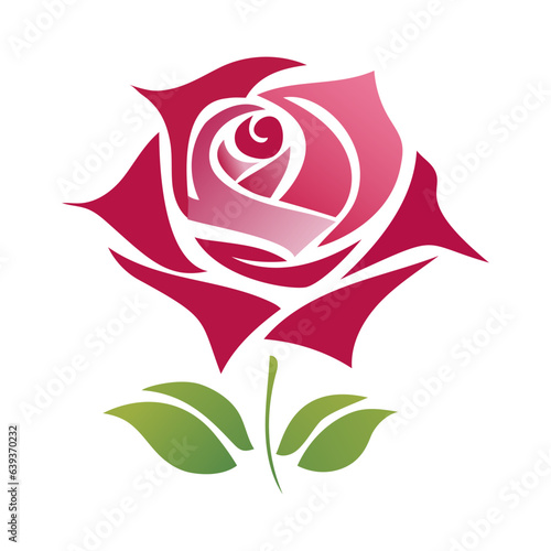 rose red silhouette logo tattoo style vector illustration