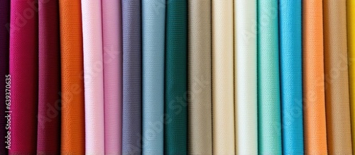 Vibrant variety of textile samples Multicolored fabric texture backdrop