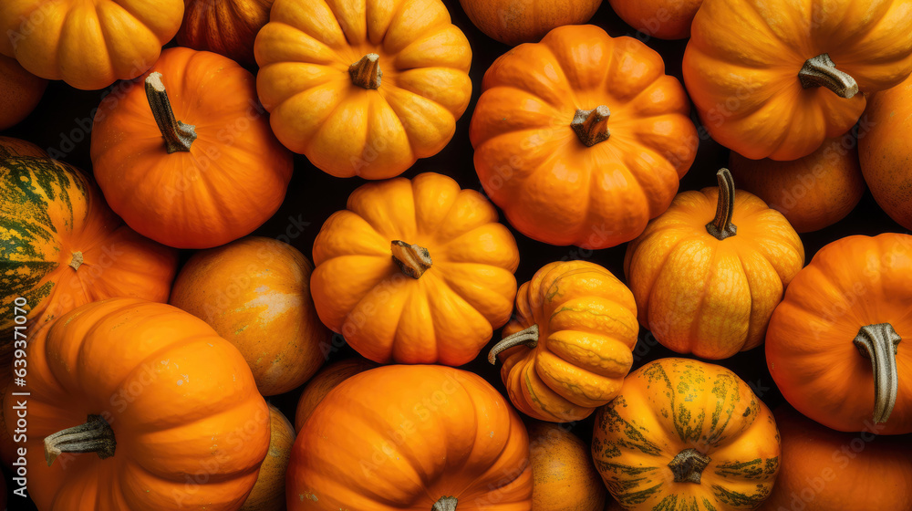 Thanksgiving or Halloween holiday, pumpkin harvest concept. Top view, copy space. Greeting card, Thanksgiving or Halloween holiday, pumpkin harvest concept. Top view, copy space. Greeting card,