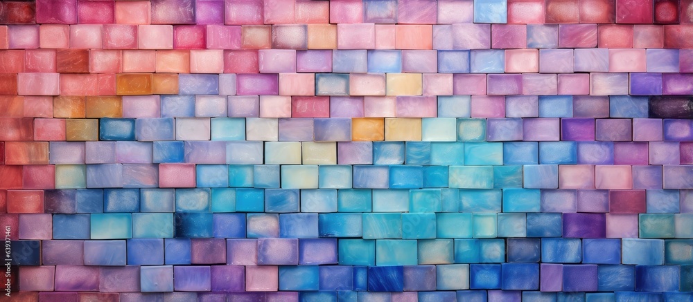 Fototapeta premium Multi colored mosaic wall tile for copying space backdrop