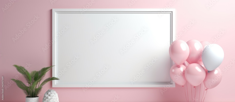 ed image of a blank wall with a decorative photo frame
