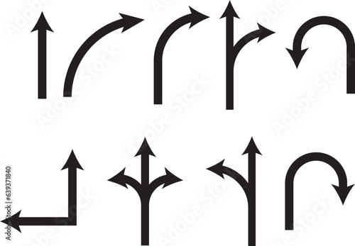 Flat style Arrows in different directions on white background Arrows icons Vectors