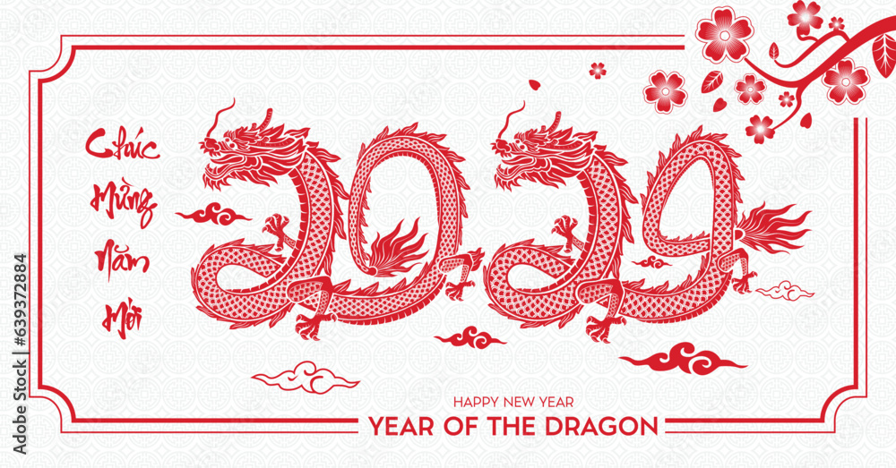 Set dragon 2024. Vietnamese new year 2024 year of the dragon, Chinese