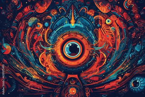 background with circles Abstract colorful psychedelic acid trip portal Ector vector art generative AI