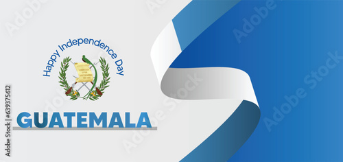 Guatemala independence day waving flag ribbon vector poster
