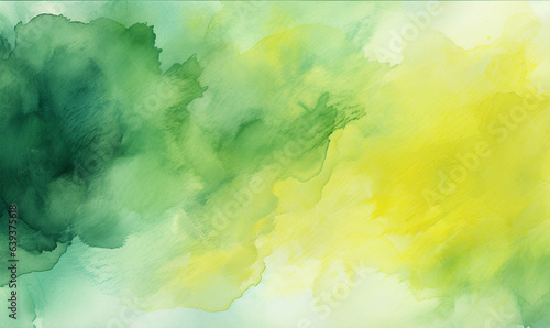 Yellow and green watercolor abstract background. Abstract composition illustration.