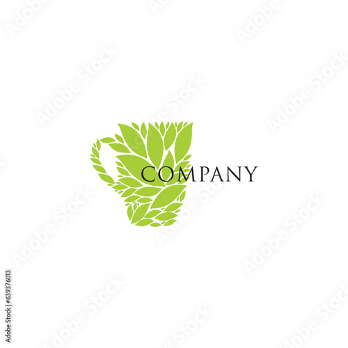 Leaf cup logo design green organic herbal logo medial health editable 