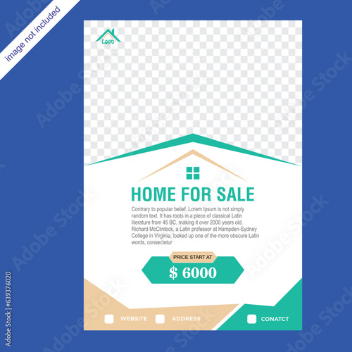 Home for Sale A4 Brochure Design Template Awesome eye-catching colors placeable images © Adil Khan