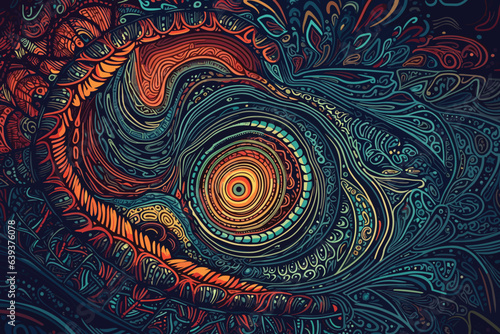 background with circles Abstract colorful psychedelic acid trip portal Ector vector art generative AI