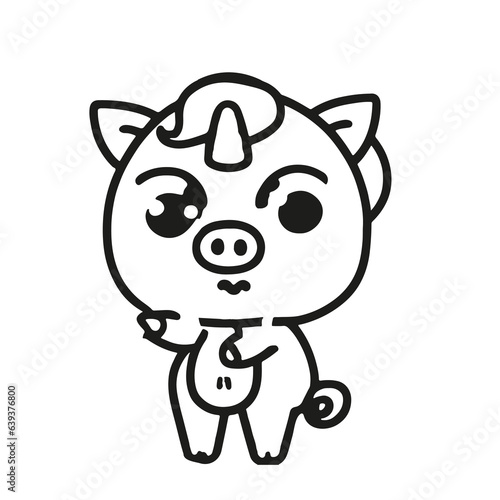 Fototapeta Naklejka Na Ścianę i Meble -  Illustration of cute piggy unicorn, coloring page
