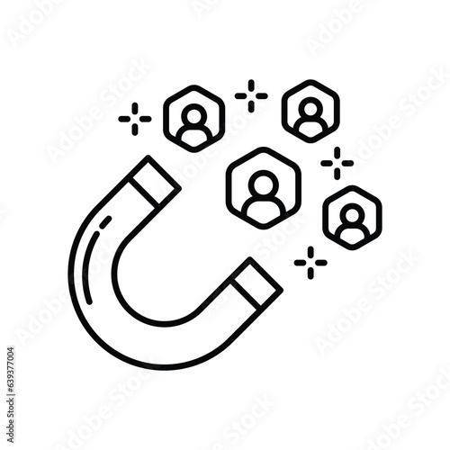 customer retention line icon with a magnet