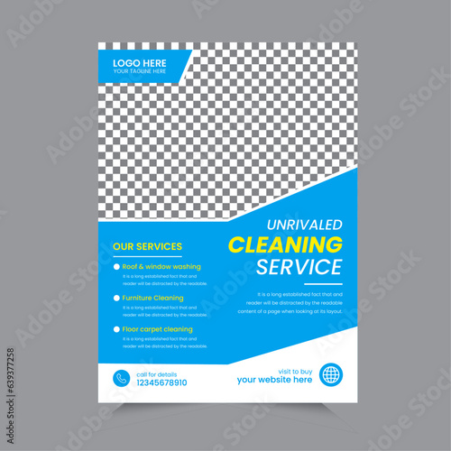Cleaning Service A4 Flyer Template Design. House cleaning service poster flyer template, Poster brochure design, Flyer, leaflet design. Vector Illustrator EPS 10 version Editable and Print ready.