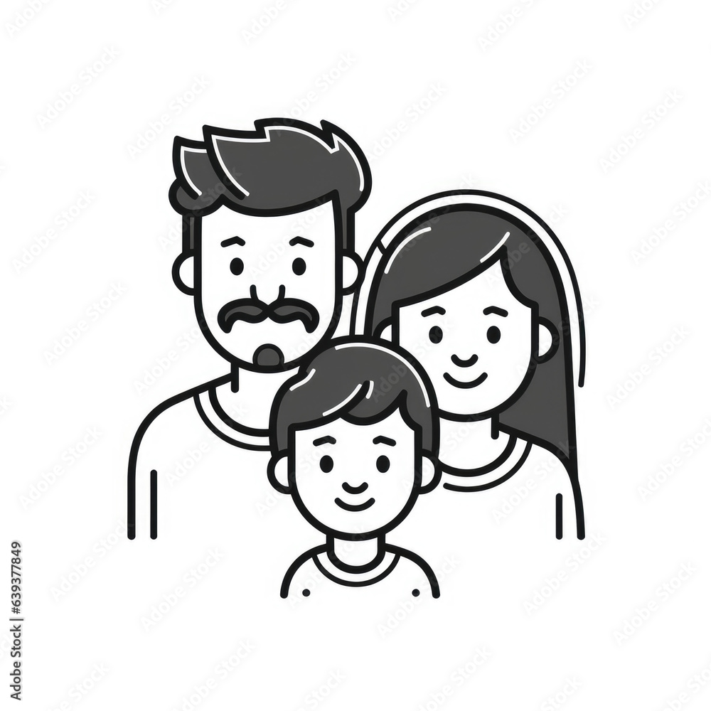 Family, parents and child, linear icon. Line with editable stroke Family, parents and child, linear icon. Line with editable stroke