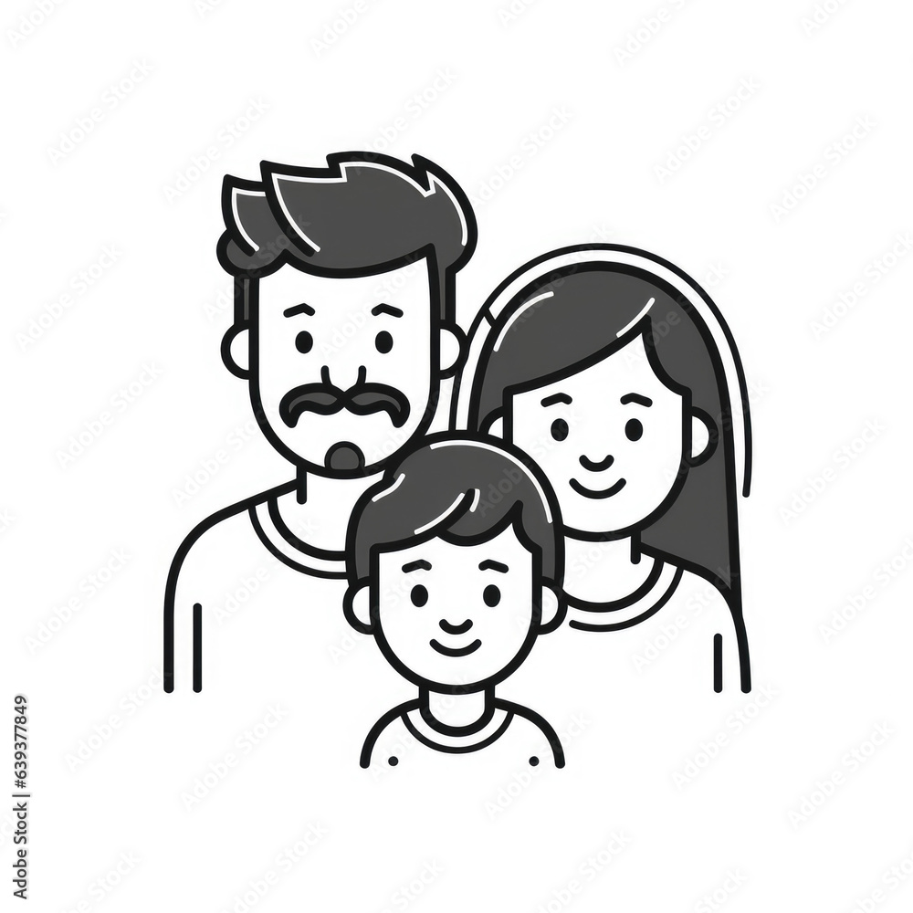 Family, parents and child, linear icon. Line with editable stroke