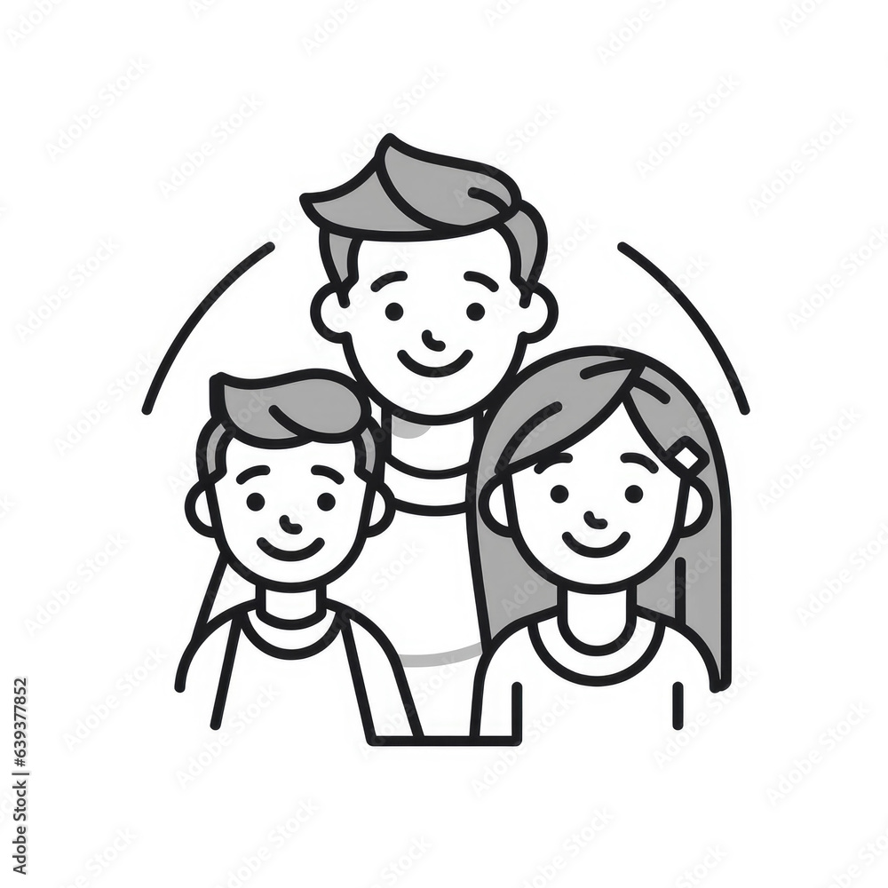 Family, parents and child, linear icon. Line with editable stroke Family, parents and child, linear icon. Line with editable stroke