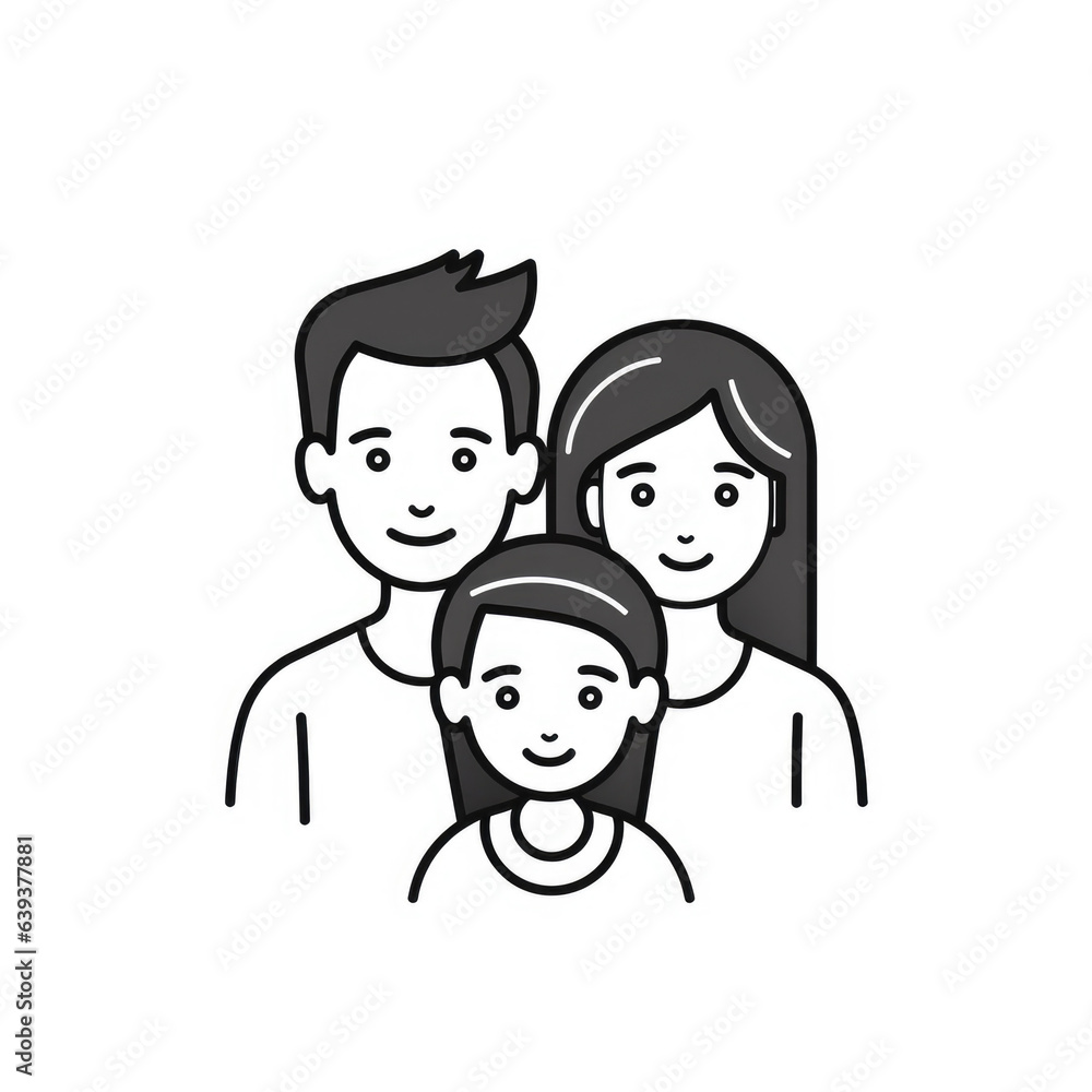 Family, parents and child, linear icon. Line with editable stroke Family, parents and child, linear icon. Line with editable stroke
