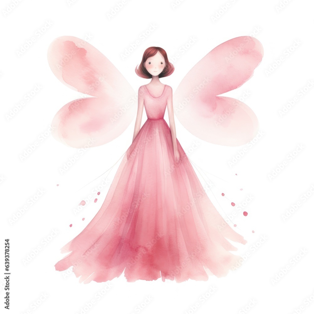 Enchanting Pink Fairy in Watercolor Style AI Generated Enchanting Pink Fairy in Watercolor Style AI Generated