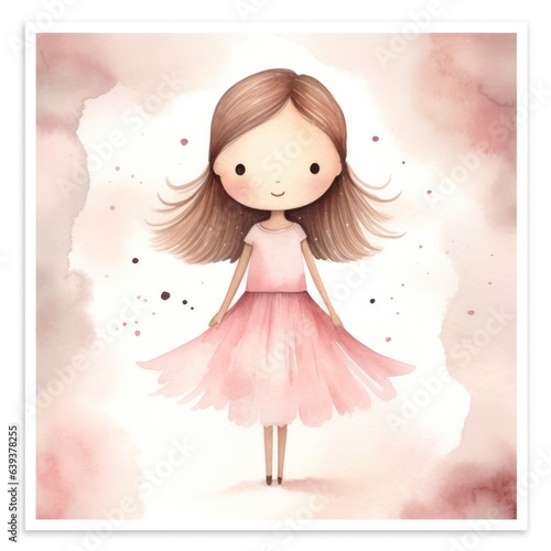 Enchanting Pink Fairy in Watercolor Style AI Generated