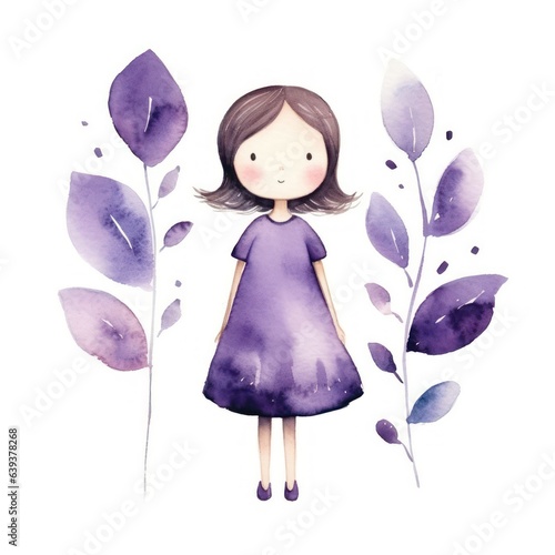 Enchanting Purple Fairy in a Stylish Purple Dress AI Generated