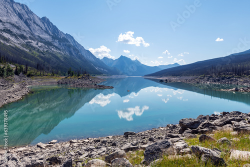 Fototapeta Naklejka Na Ścianę i Meble -  Medicine Lake Reflection, Jasper national park, Alberta, Canada.
