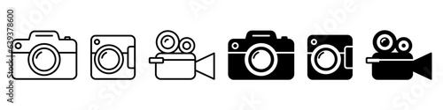 camera, photo camera, video camera, filming, icon set
