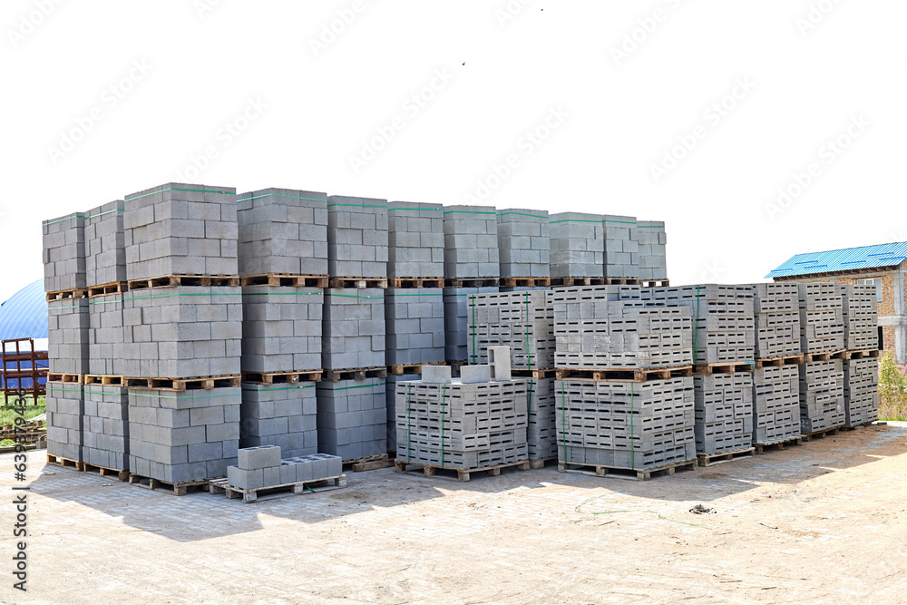 hollow concrete wall blocks assembled on pallets hollow concrete wall blocks assembled on pallets