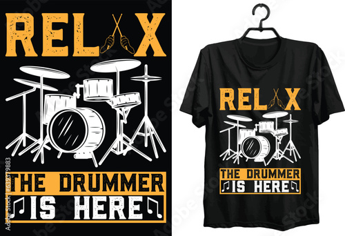 Drummer T-shirt Design. Funny Gift Item Drummer T-shirt Design For All People And Drum Lovers.