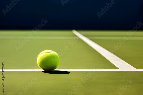 A tennis ball on tennis pitch