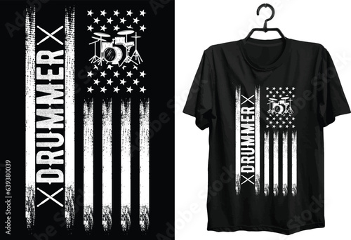 Drummer T-shirt Design. Funny Gift Item Drummer T-shirt Design For All People And Drum Lovers.