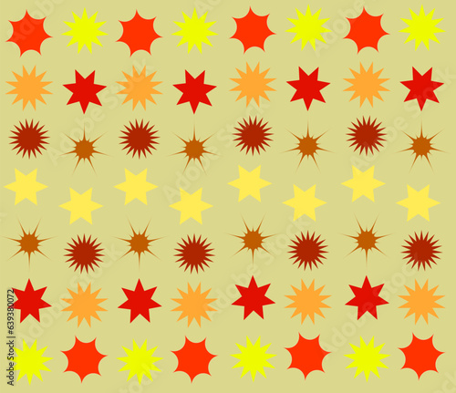 Vector abstract texture in the form of multi-colored stars on a yellow background