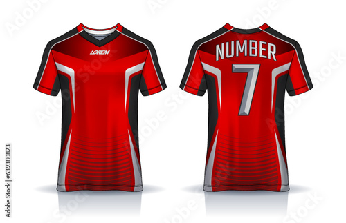 t-shirt sport design template, Soccer jersey mockup for football club. uniform front and back view. 