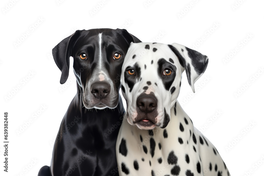 black and white dogs isolated on transparent