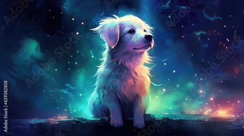 Energetic and playful illustration of a cute dog in the wild