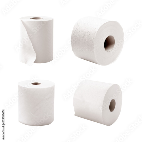 Toilet paper set isolated on transparent background, png clip-art element.