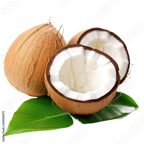 Illustration of juicy coconut isolated on transparent background. PNG clip-art image.