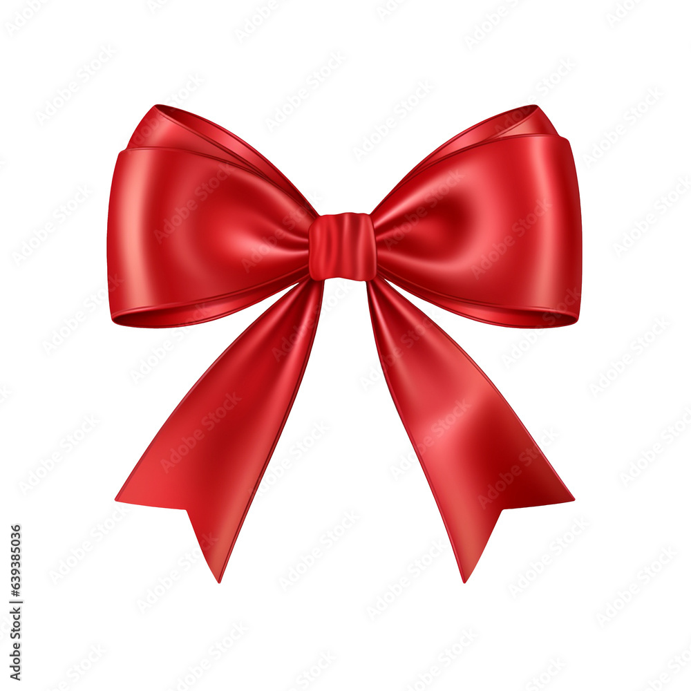 Red ribbon bow. Clipart illustration created with Generative Ai technology Red ribbon bow. Clipart illustration created with Generative Ai technology
