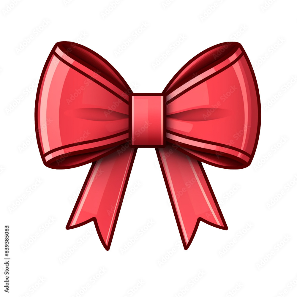Red ribbon bow. Clipart illustration created with Generative Ai technology Red ribbon bow. Clipart illustration created with Generative Ai technology