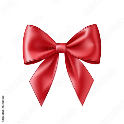 Red ribbon bow. Clipart illustration created with Generative Ai technology