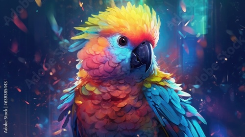 Artistic portrayal of a cute parrot in its natural habitat