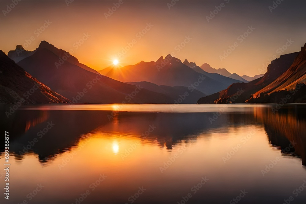 sunrise over the lake