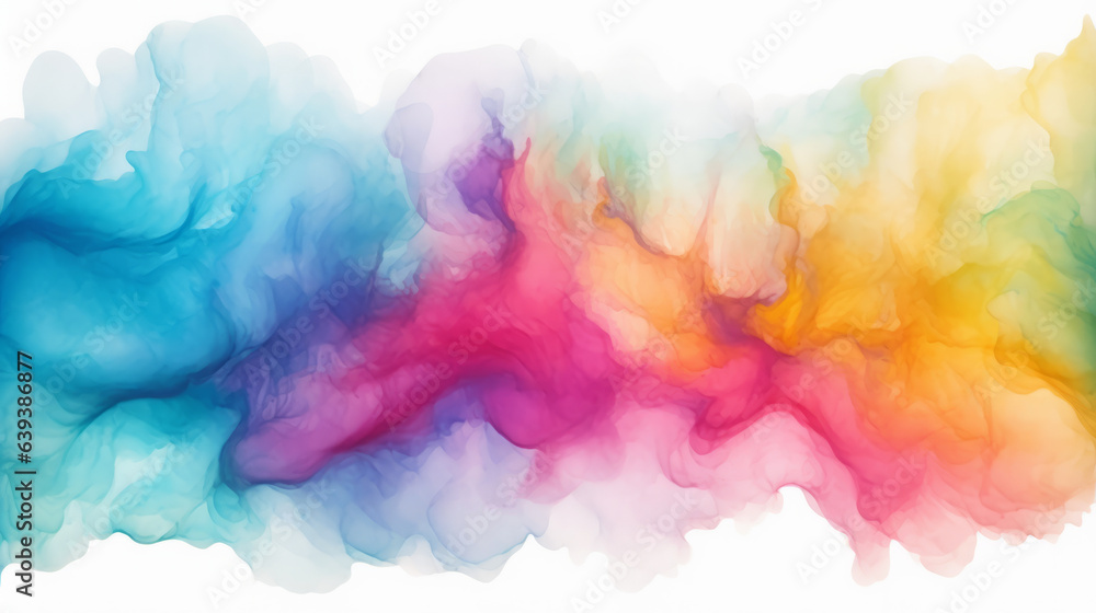 A vibrant cloud of colorful smoke on