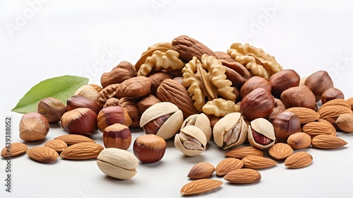 Nuts on white background