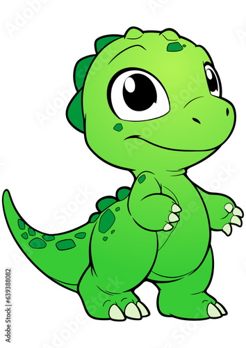 Vector illustration of a cute green t-rex dinosaur for children