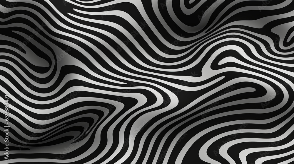 Abstract black and white background with wavy