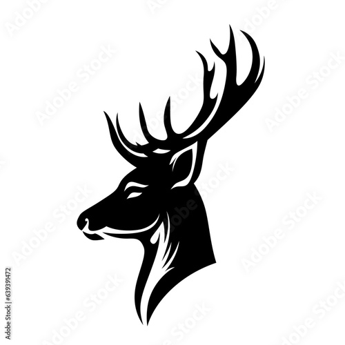 Deer head side view logo template vector illustration, antelope , elk with horns side angle clip art , symbol, icon stock vector image